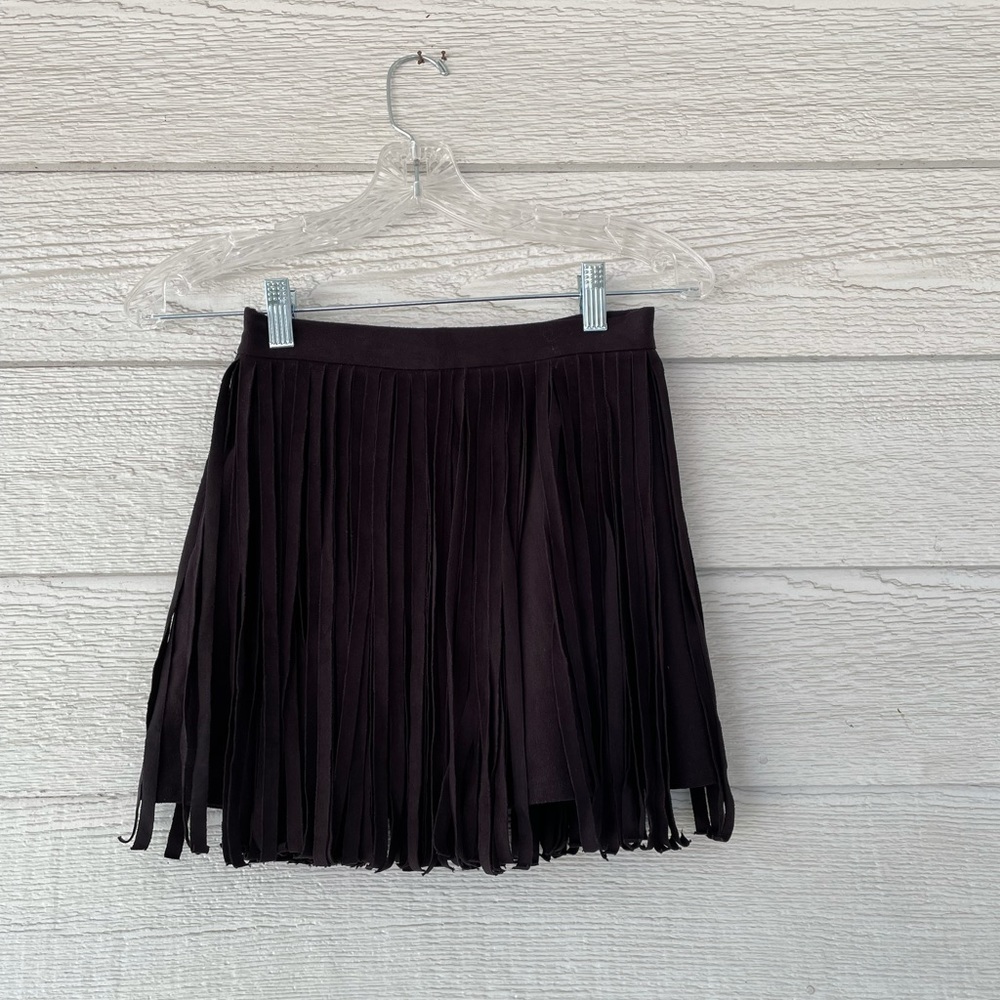 Suede fringe skirt